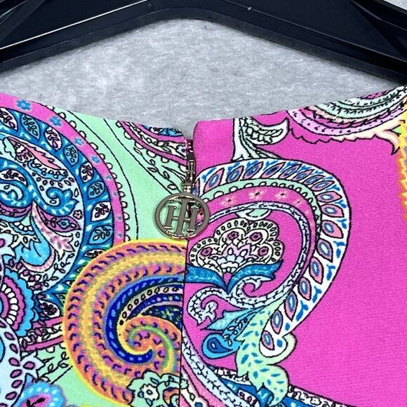Tommy Hilfiger A Line Dress Size 4 Colorful Paisley Bell Sleeve Boho Dress - Picture 9 of 11